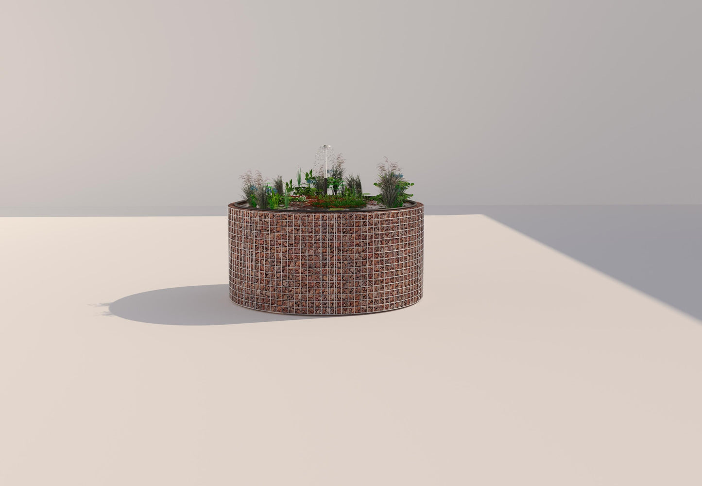 Schanskorven verhoogde vijver, rond, buitendiameter 172 cm, hoogte 80 cm, maaswijdte 5 x 5 cm, wanddikte 15 cm