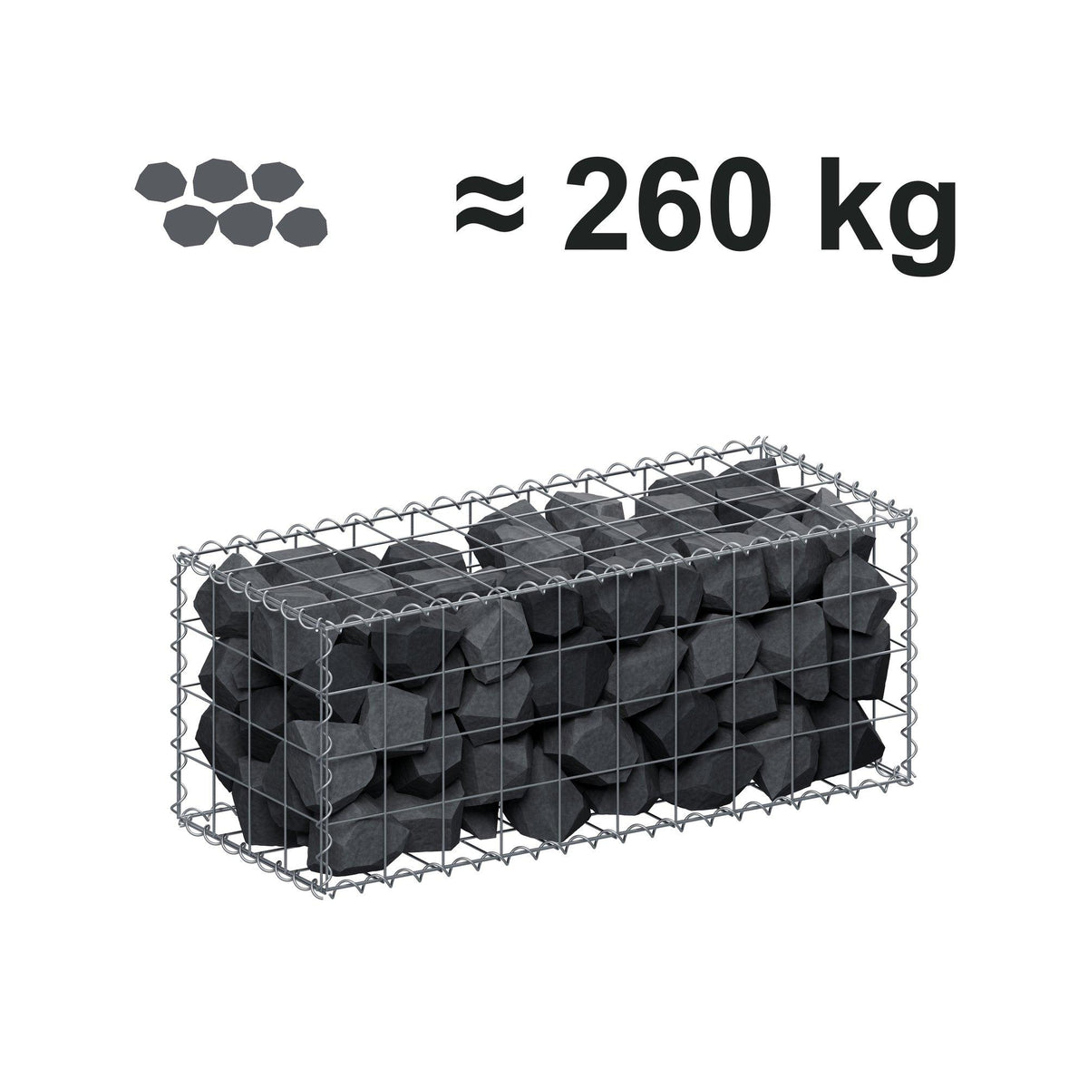Gabione 100 cm x 40 cm x 40 cm (L x H x T), Maschenweite 10 cm x 10 cm, Spirale