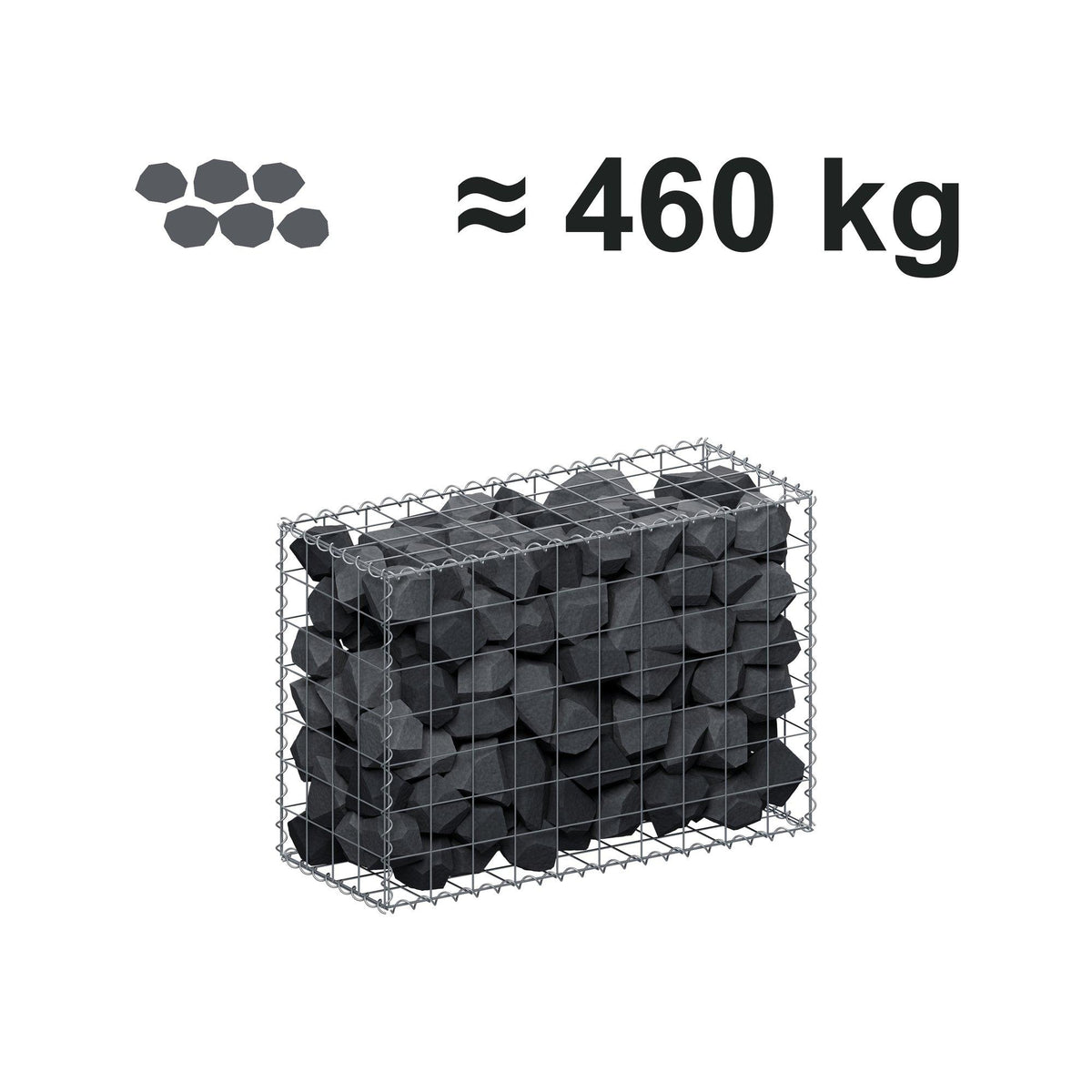 Schanskorf 100 cm x 70 cm x 40 cm (L x H x D), maaswijdte 10 cm x 10 cm, spiraalvormig