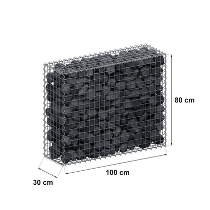 Gabione 100 cm x 80 cm x 30 cm (L x H x T), Maschenweite 5 cm x 5 cm, Spirale