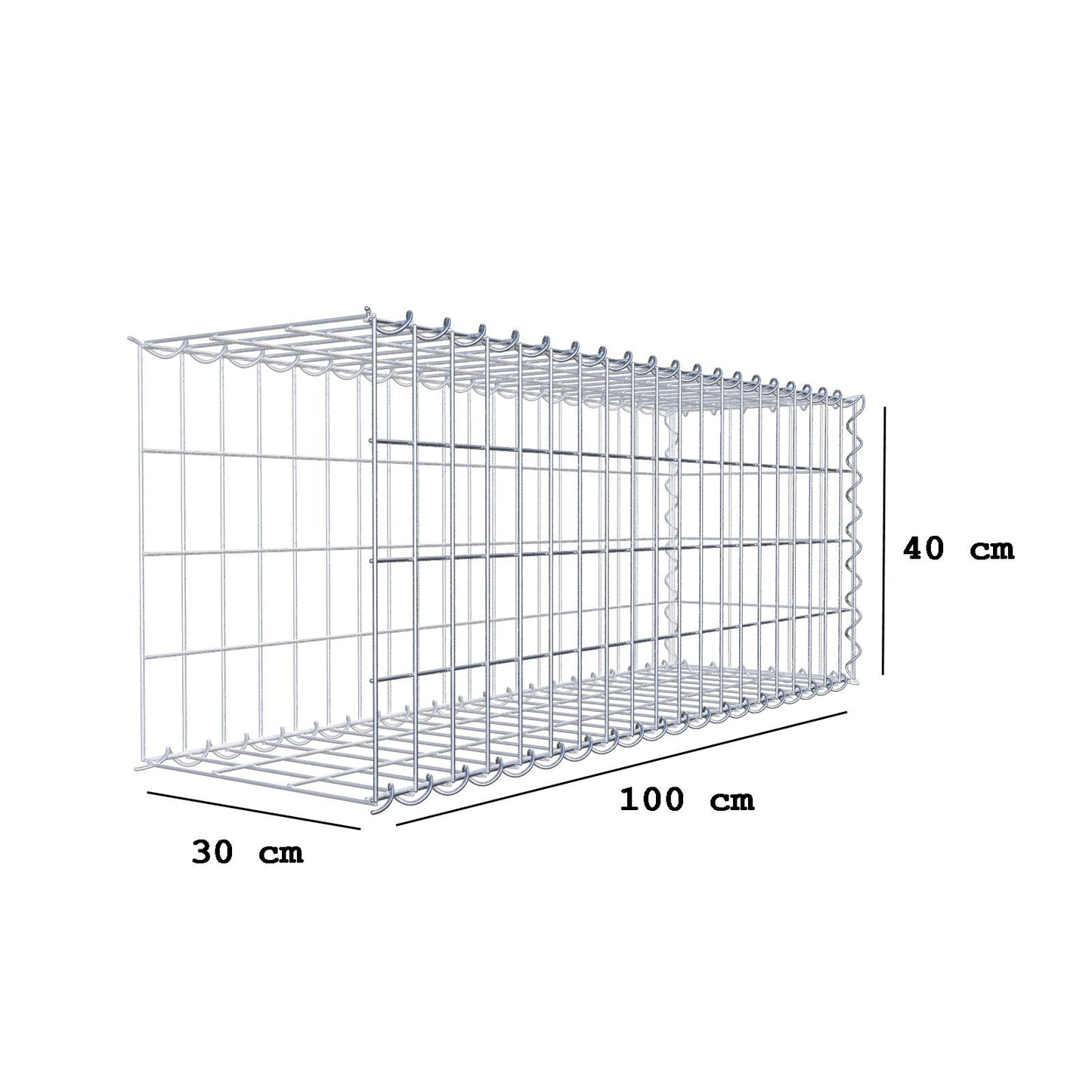 Anbaugabione Typ 2 100 cm x 40 cm x 30 cm (L x H x T), Maschenweite 5 cm x 10 cm, Spirale