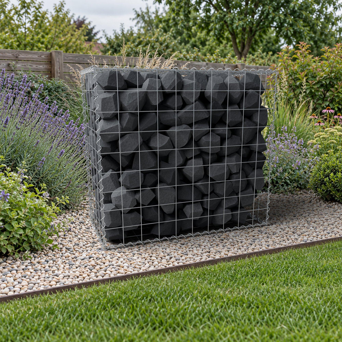 Gabion 100 cm x 90 cm x 50 cm (L x H x D), maskestørrelse 10 cm x 10 cm, spiral
