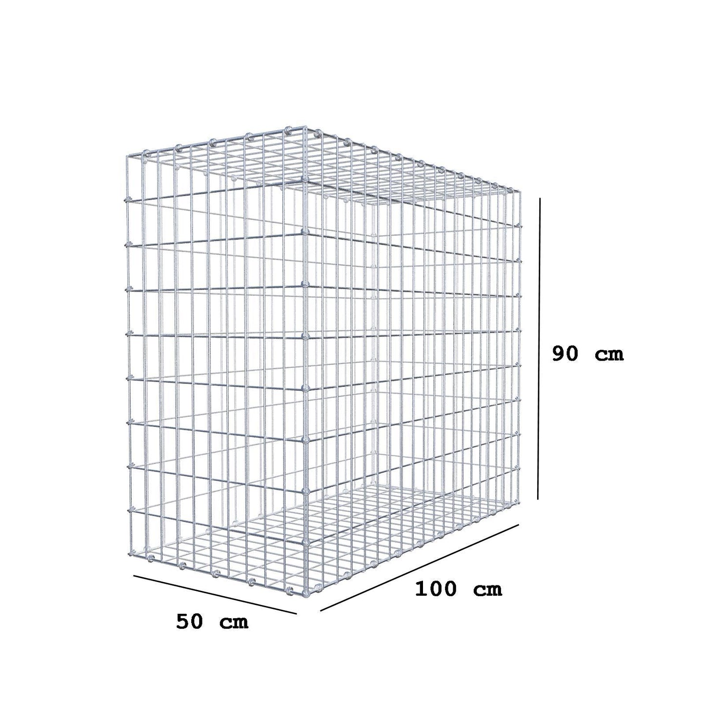 Gabbione 100 cm x 90 cm x 50 cm (L x H x P), maglia 5 x 10 cm, anello a spirale