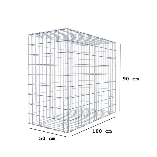 Gabione 100 cm x 90 cm x 50 cm (L x H x T), Maschenweite 5 x 10 cm, Spiralring