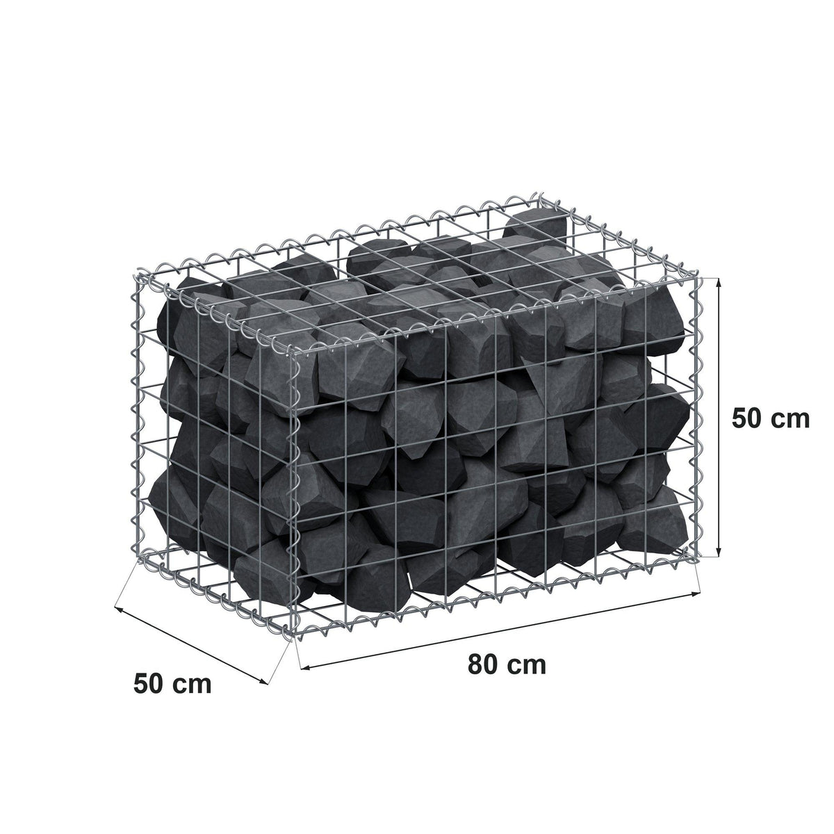 Schanskorf 80 cm x 50 cm x 50 cm (L x H x D), maaswijdte 10 cm x 10 cm, spiraal