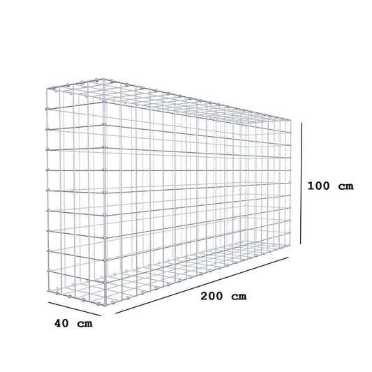 Gabion 200 cm x 100 cm x 40 cm (L x H x D), mesh size 10 x 10 cm, spiral ring