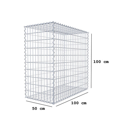 Gabião 100 cm x 100 cm x 50 cm (C x A x P), malhagem 5 cm x 10 cm, espiral