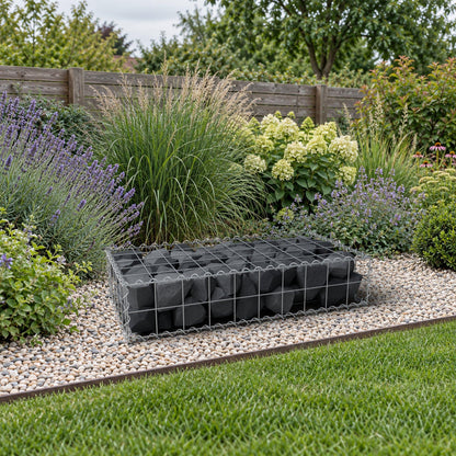 Gabion 100 cm x 20 cm x 50 cm (L x H x D), maskestørrelse 10 cm x 10 cm, spiral