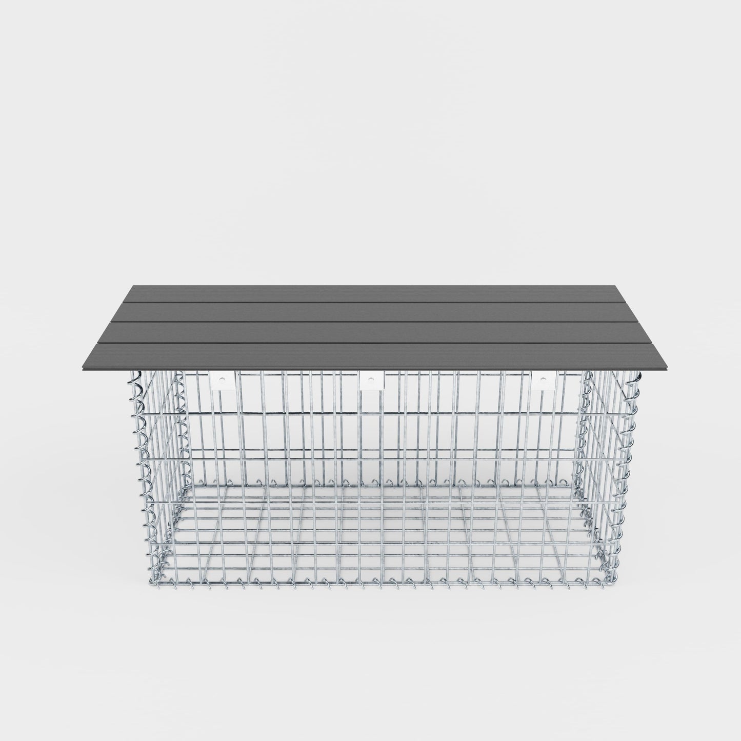 Gartenbank Spiralgabione 105 x 50 x 40 cm - MW 5 x 10 cm, mit Recyclingauflage in anthrazit