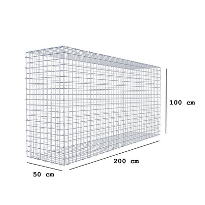 Gabion 200 cm x 100 cm x 50 cm (L x H x P), mailles 5 x 5 cm, anneau en spirale