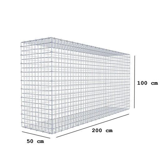 Gabião 200 cm x 100 cm x 50 cm (C x A x P), malhagem 5 x 5 cm, anel espiral