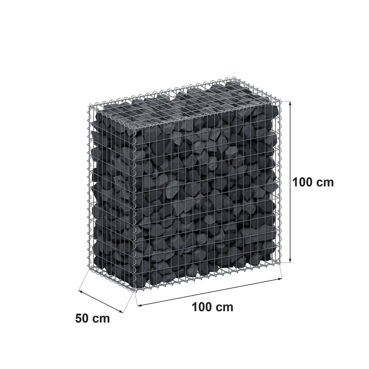 Schanskorf 100 cm x 100 cm x 50 cm (L x H x D), maaswijdte 5 cm x 10 cm, spiraalvormig