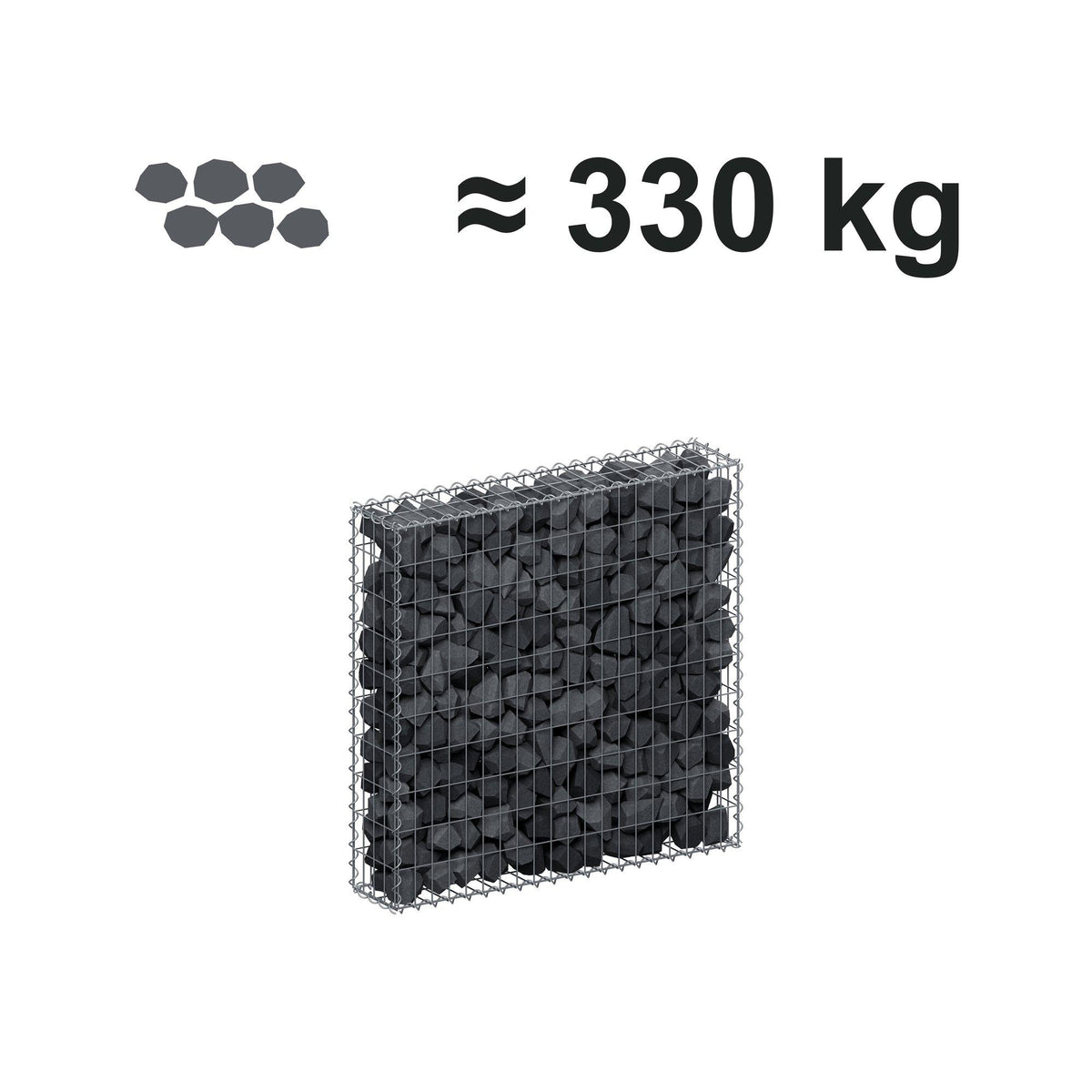 Gabion 100 cm x 100 cm x 20 cm (L x H x D), maskestørrelse 5 cm x 10 cm, spiral