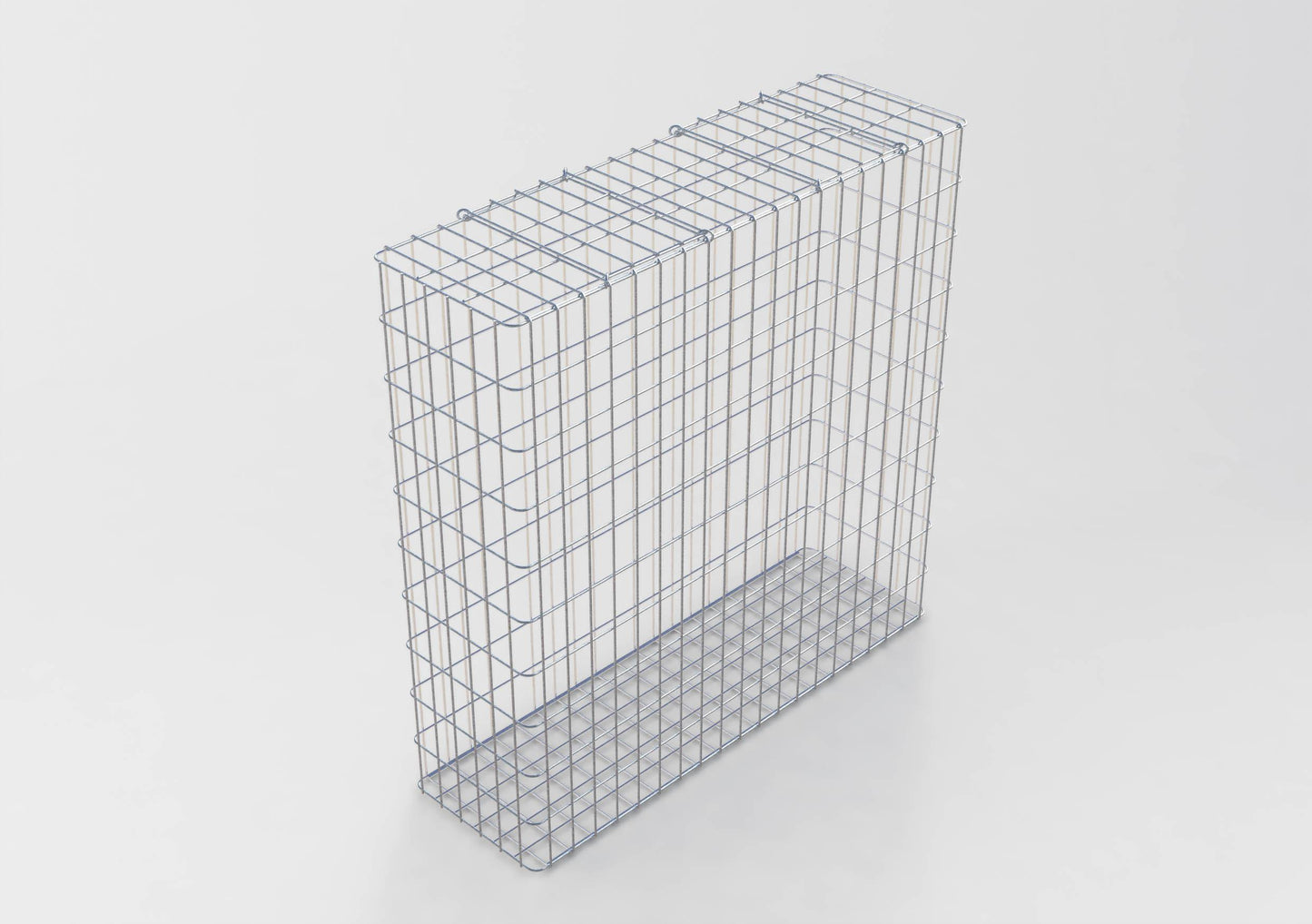 Gabião galvanizado a quente 102 cm x 102 cm x 32 cm, malhagem 5 cm x 10 cm, totalmente soldado