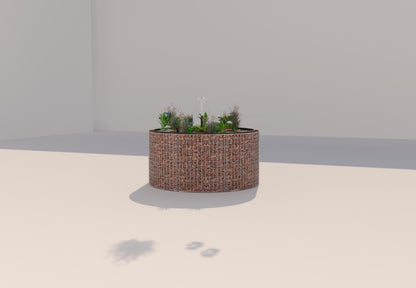 Schanskorven verhoogde vijver, rond, buitendiameter 172 cm, hoogte 80 cm, maaswijdte 5 x 5 cm, wanddikte 15 cm