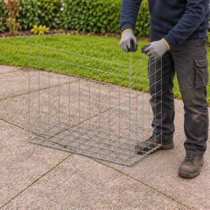 Gabion 100 cm x 90 cm x 50 cm (L x H x D), maskestørrelse 10 cm x 10 cm, spiral