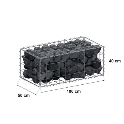 Gabion 100 cm x 40 cm x 50 cm (L x H x D), mesh size 10 cm x 10 cm, spiral