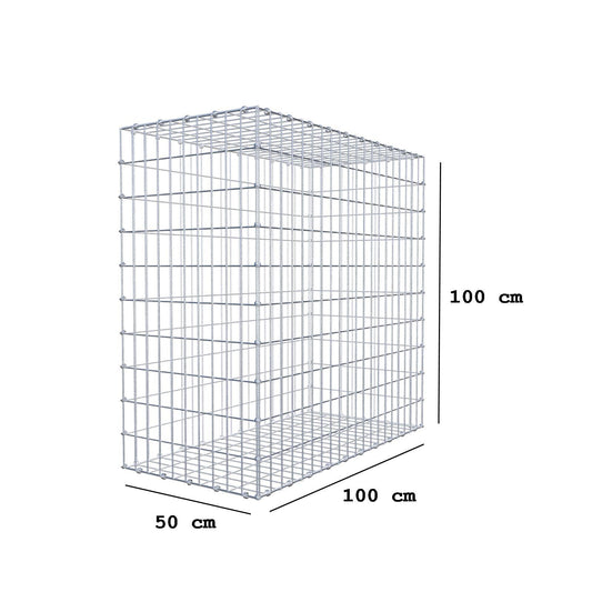 Gabião 100 cm x 100 cm x 50 cm (C x A x P), malhagem 5 x 10 cm, anel espiral