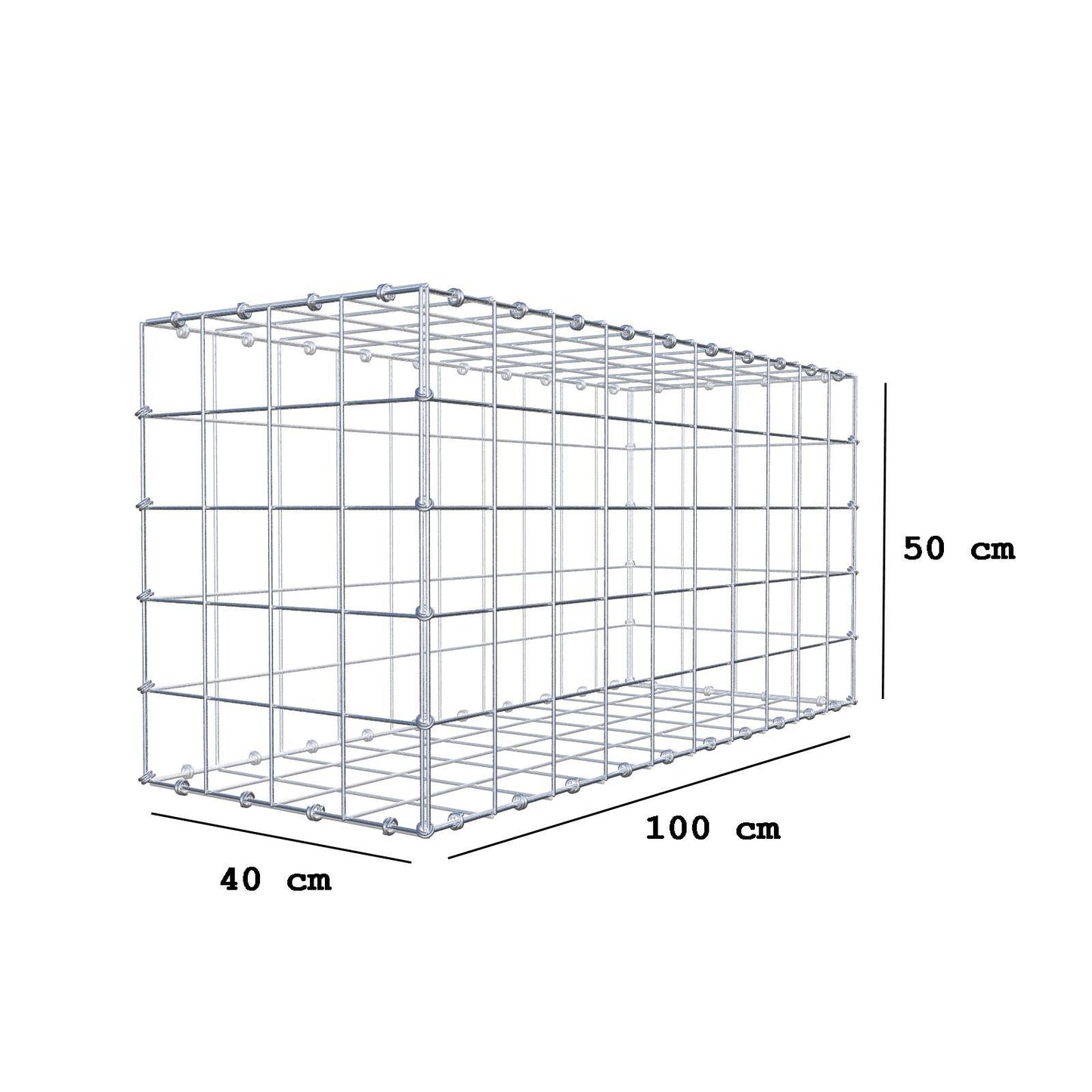 Gabion 100 cm x 50 cm x 40 cm (L x H x D), mesh size 10 x 10 cm, spiral ring