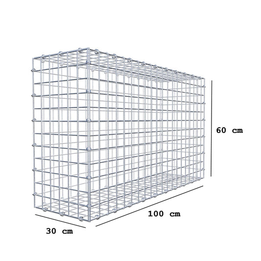 Gabião 100 cm x 60 cm x 30 cm (C x A x P), malhagem 5 x 5 cm, anel espiral
