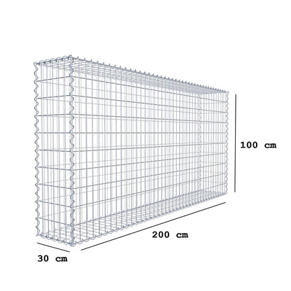 Gabione 200 cm x 100 cm x 30 cm (L x H x T), Maschenweite 5 cm x 10 cm, Spirale