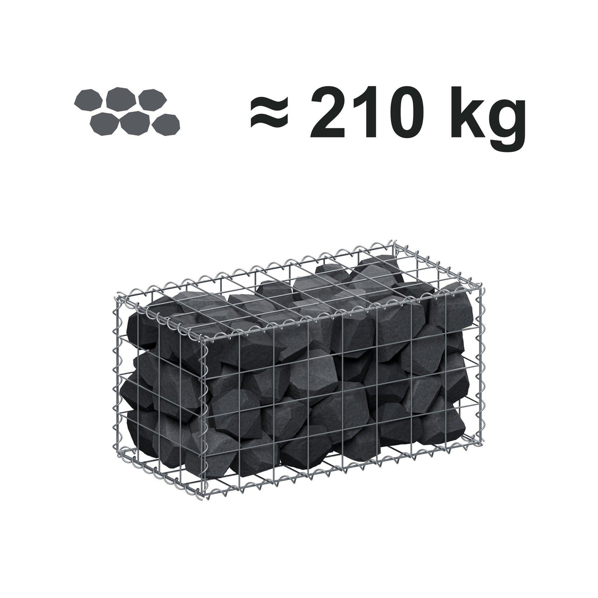 Schanskorf 80 cm x 40 cm x 40 cm (L x H x D), maaswijdte 10 cm x 10 cm, spiraalvormig