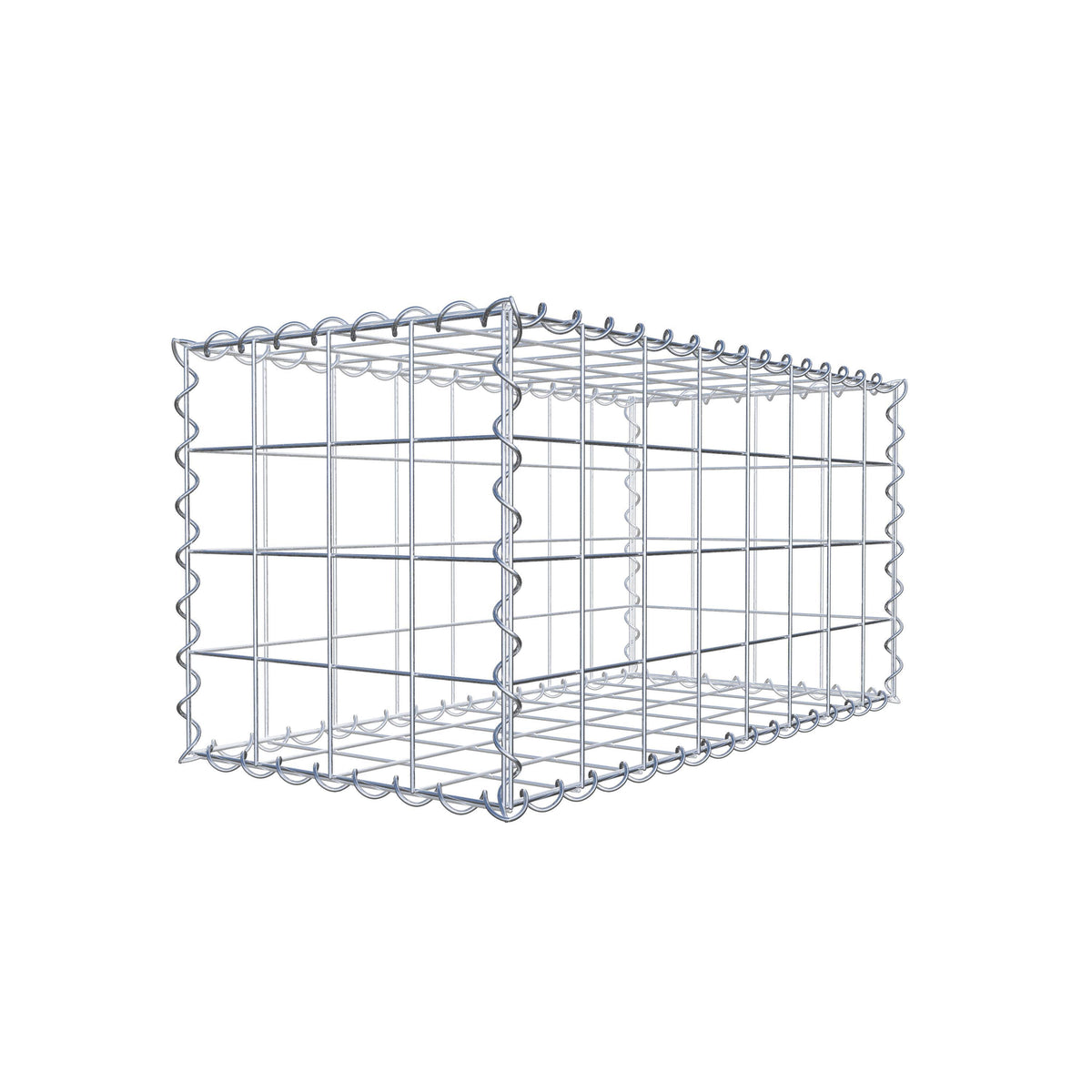 Schanskorf 80 cm x 40 cm x 40 cm (L x H x D), maaswijdte 10 cm x 10 cm, spiraalvormig