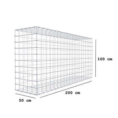 Gabione 200 cm x 100 cm x 50 cm (L x H x T), Maschenweite 10 x 10 cm, Spiralring