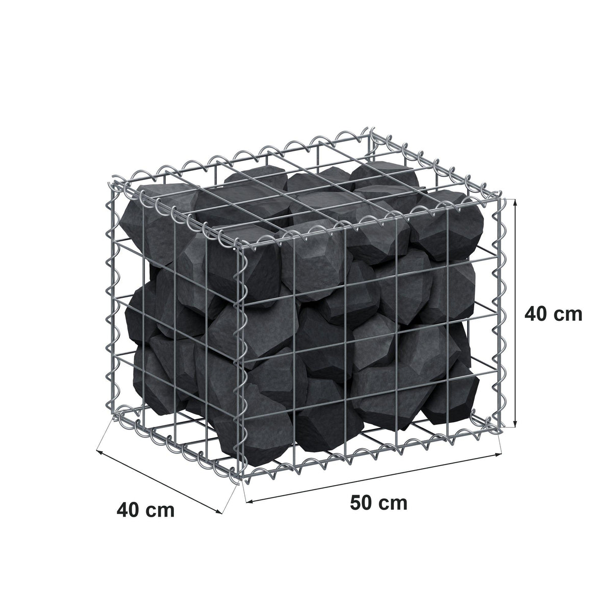 Gabion 50 cm x 40 cm x 40 cm (L x H x D), mesh size 10 cm x 10 cm, spiral