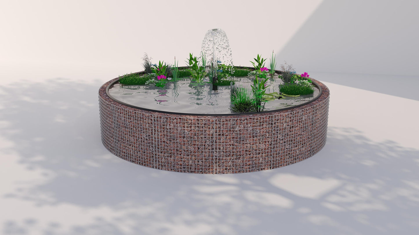 Gabion raised pond, round, outer diameter 202 cm, height 80 cm, mesh size 5 x 5 cm, wall thickness 15 cm