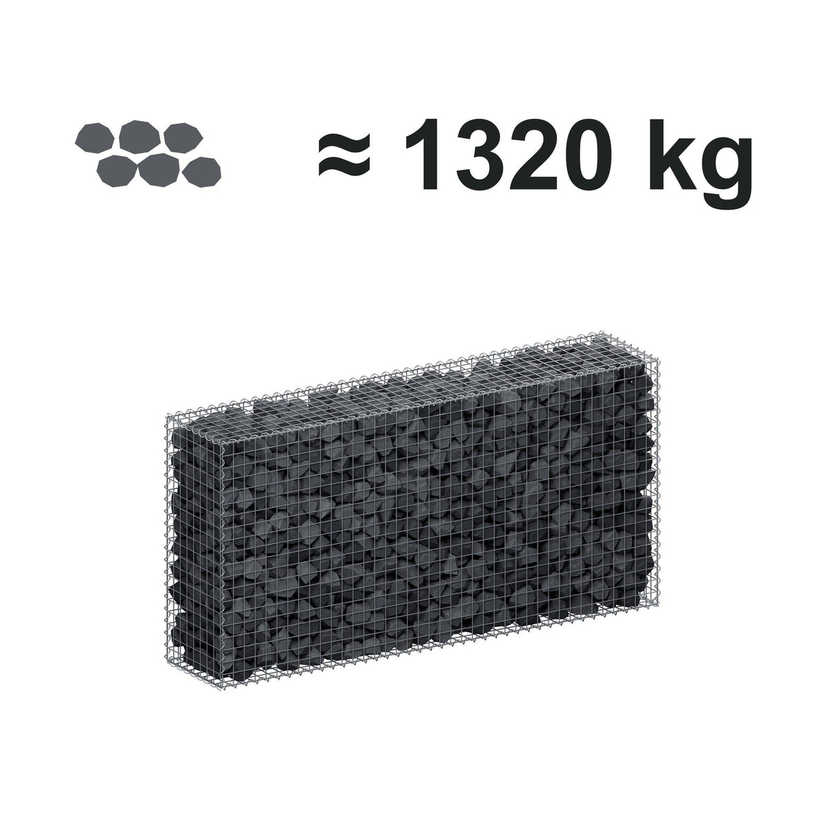 Gabion 200 cm x 100 cm x 40 cm (L x H x P), mailles 5 cm x 5 cm, spirale