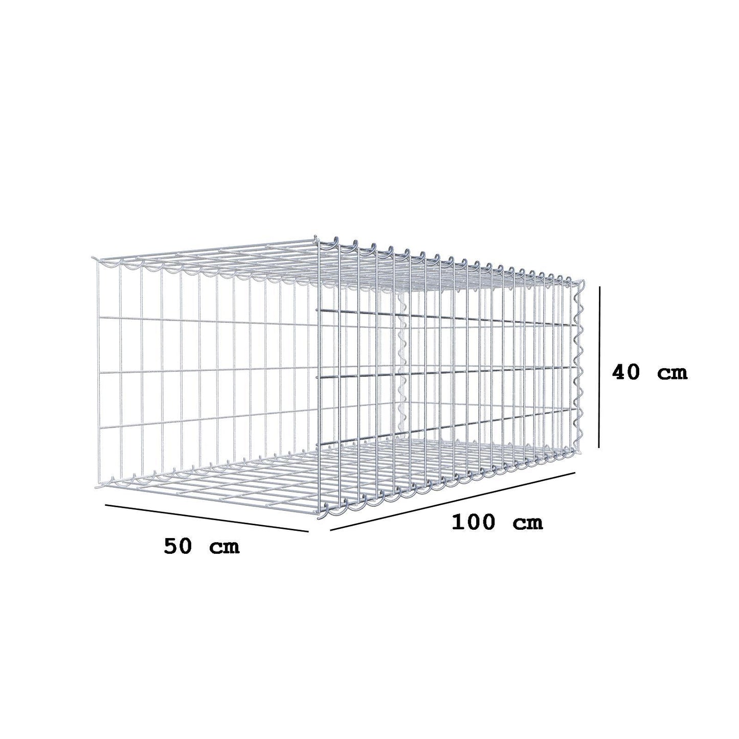 Anbaugabione Typ 2 100 cm x 40 cm x 50 cm (L x H x T), Maschenweite 5 cm x 10 cm, Spirale