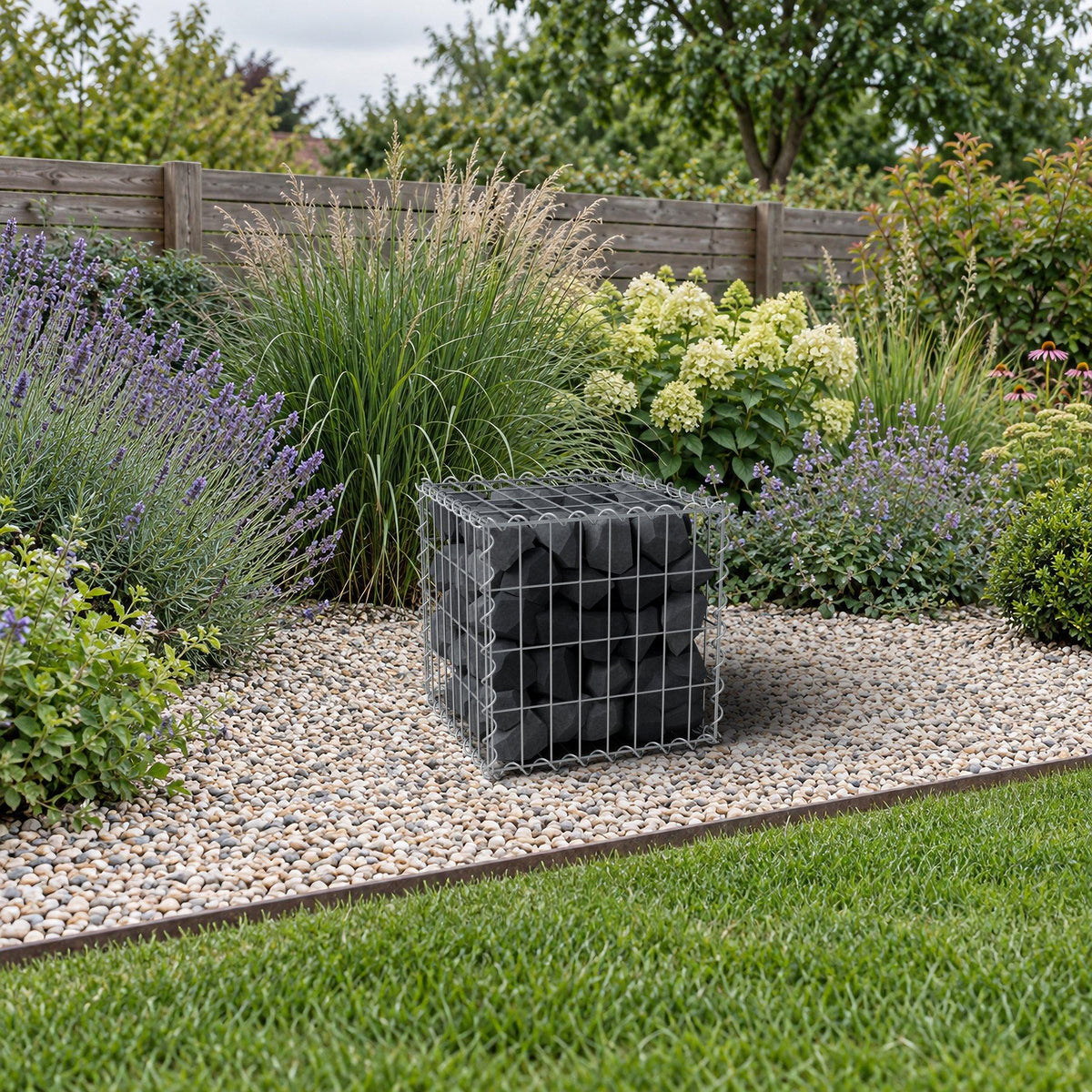 Gabion 40 cm x 40 cm x 40 cm (L x H x D), mesh size 5 cm x 10 cm, spiral