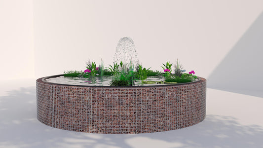 Gabion-dam, rund, ydre diameter 202 cm, højde 80 cm, maskestørrelse 5 x 5 cm, vægtykkelse 15 cm