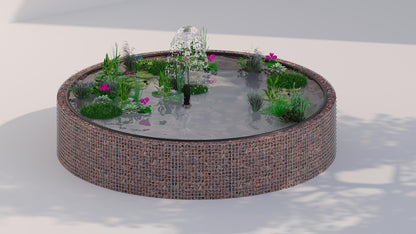 Tanque elevado de gabiões, redondo, diâmetro exterior 202 cm, altura 80 cm, dimensão da malha 5 x 5 cm, espessura da parede 15 cm