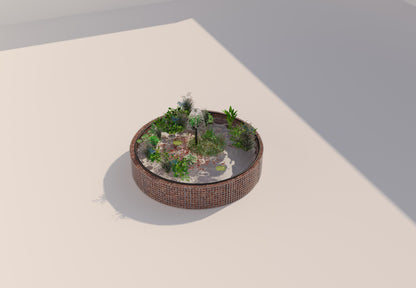 Tanque elevado de gabiões, redondo, diâmetro exterior 232 cm, altura 50 cm, dimensão da malha 5 x 5 cm, espessura da parede 15 cm