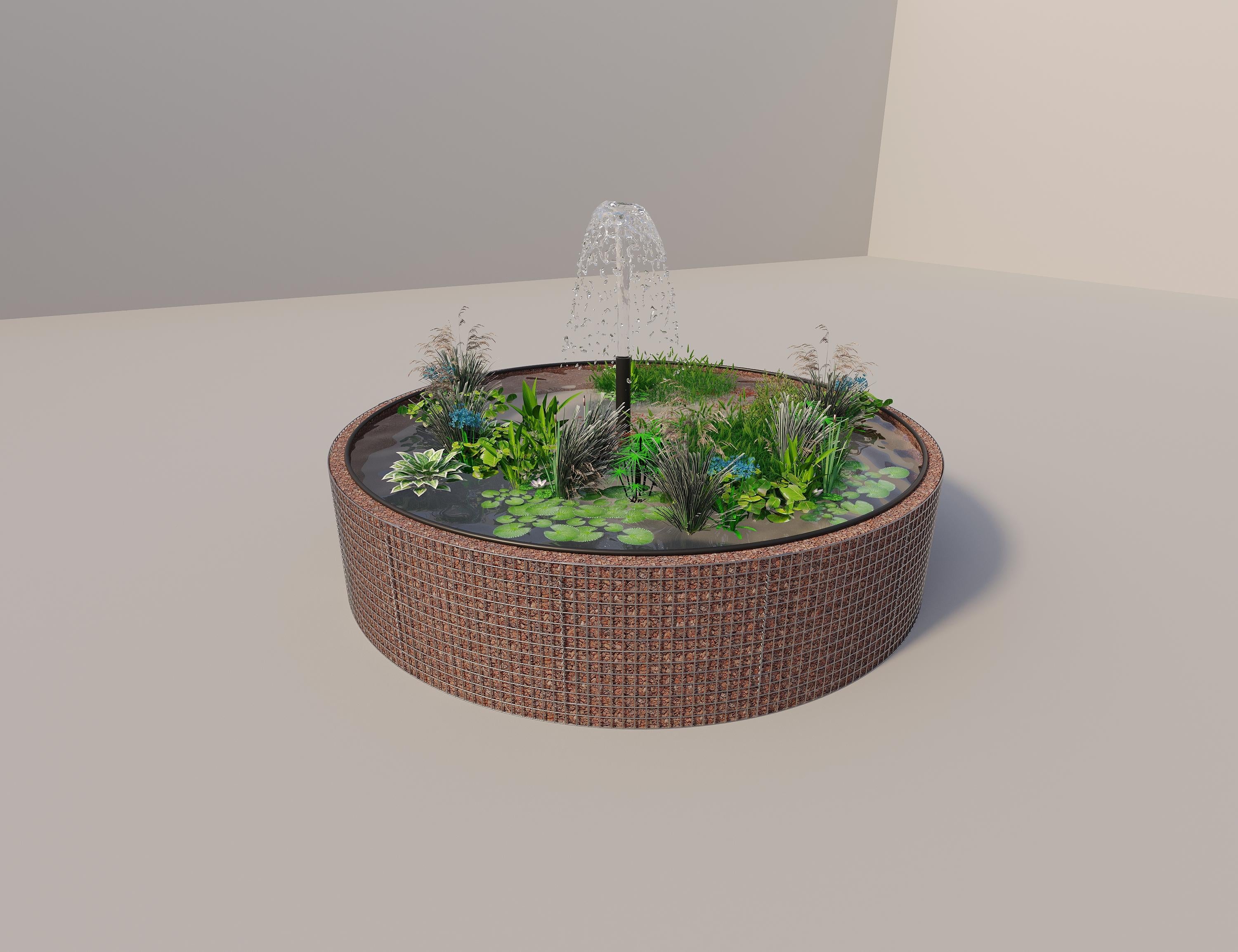 Gabbione per laghetti rialzati rotondo, diametro esterno 352 cm, altezza 80 cm, maglia 5 x 5 cm, spessore parete 15 cm