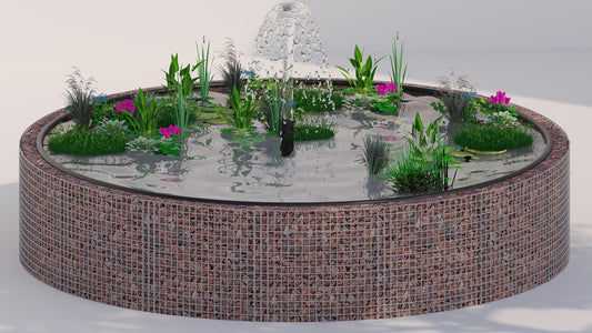 Gabion-dam, rund, ydre diameter 202 cm, højde 80 cm, maskestørrelse 5 x 5 cm, vægtykkelse 15 cm