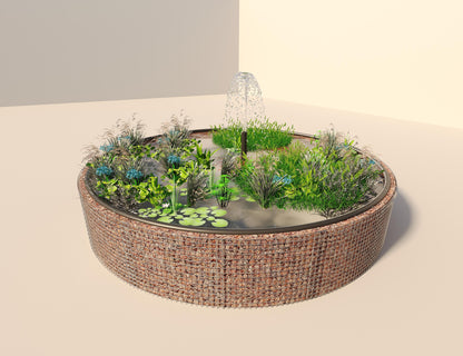 Gabion-dam, rund, ydre diameter 442 cm, højde 80 cm, maskestørrelse 5 x 5 cm, vægtykkelse 15 cm