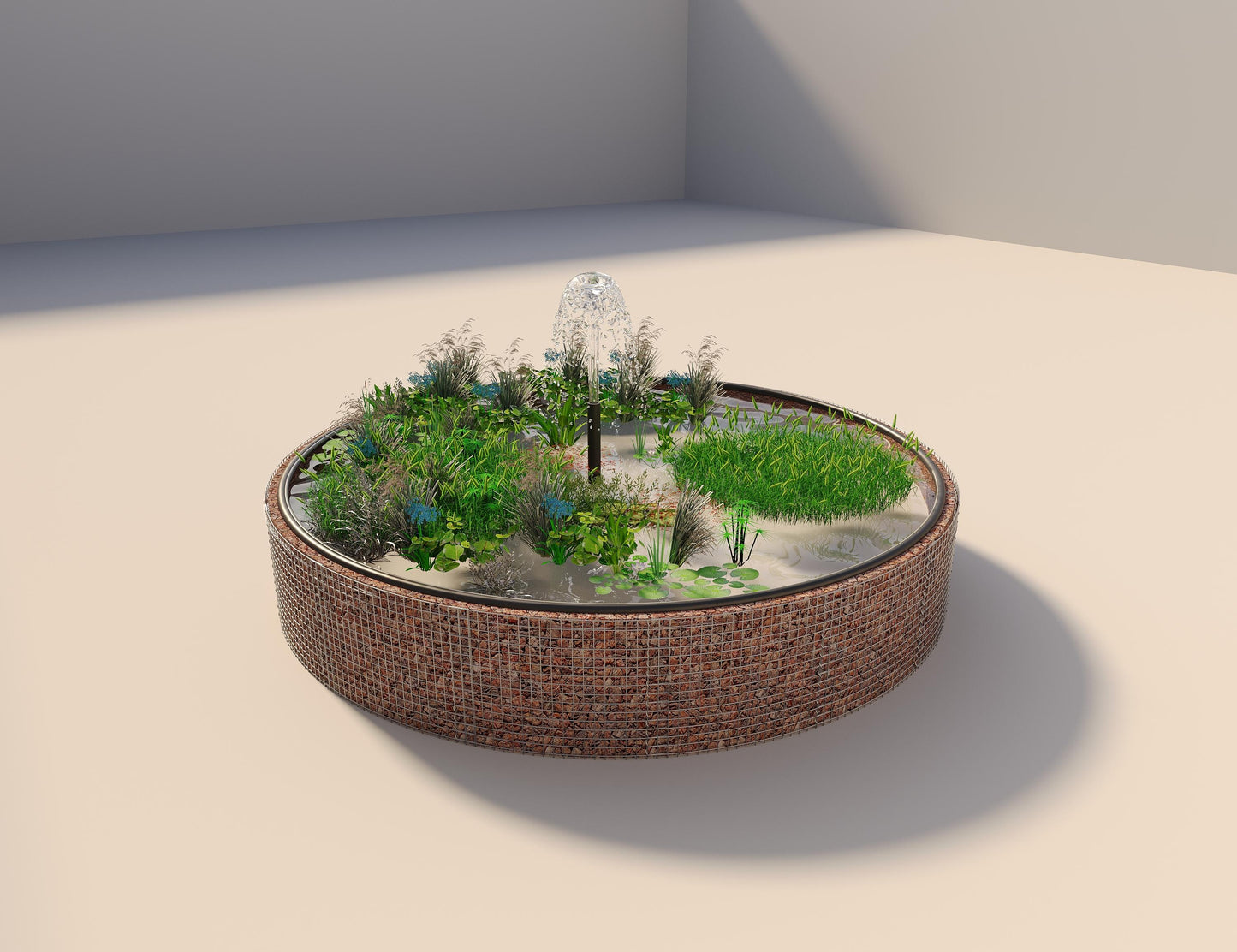 Tanque elevado de gabiões, redondo, diâmetro exterior 502 cm, altura 80 cm, dimensão da malha 5 x 5 cm, espessura da parede 15 cm